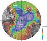 Utopia Planitia - largest confirmed impact basin on Mars and in the Solar System. 2100 miles in diameter.